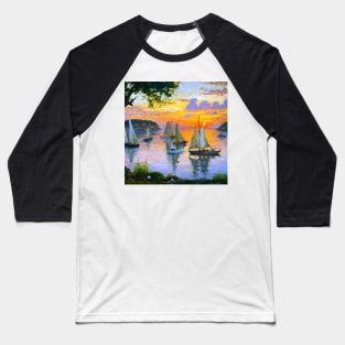 sailing boats sunset island Baseball T-Shirt